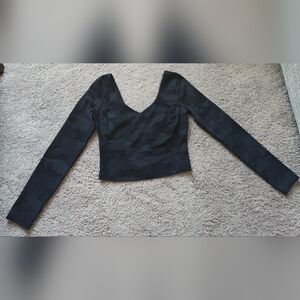 Black Camouflage Long Sleeve Top